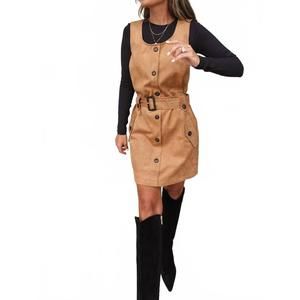NEW RAISONNEL suede belted dress in camel